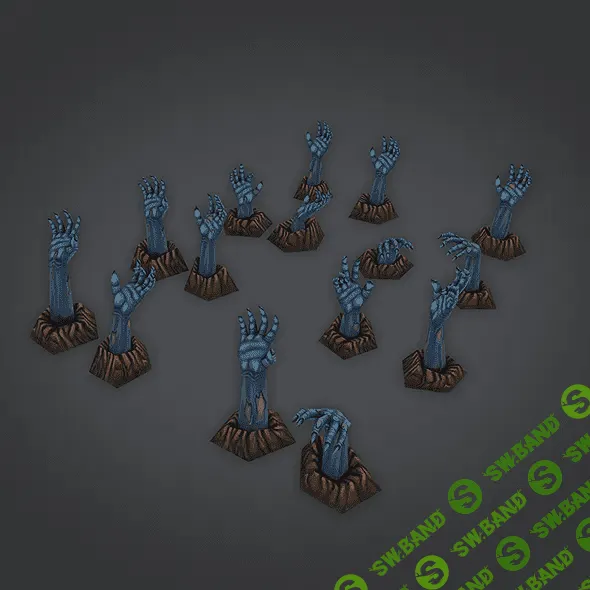 [3docean] Low poly zombie hands set