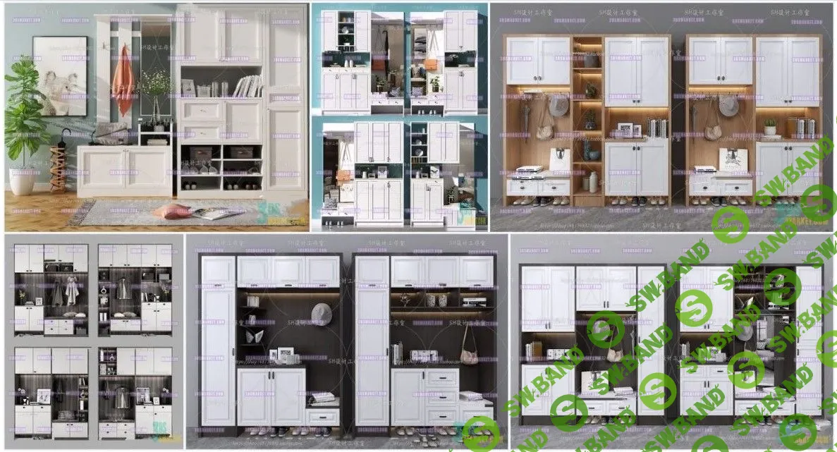 [3dsmarket] 100 3d моделей шкафов для спальни и прихожей (2019)