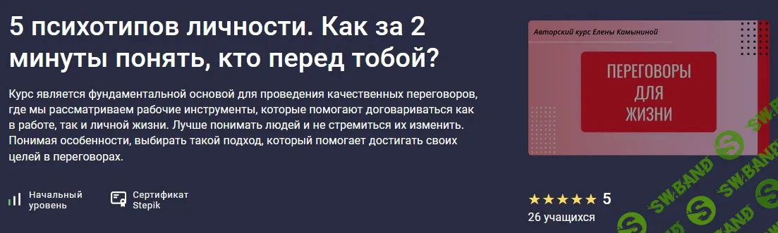 5 психотипов личности. Как за 2 минуты понять, кто перед тобой? [stepik] [Елена Камынина]