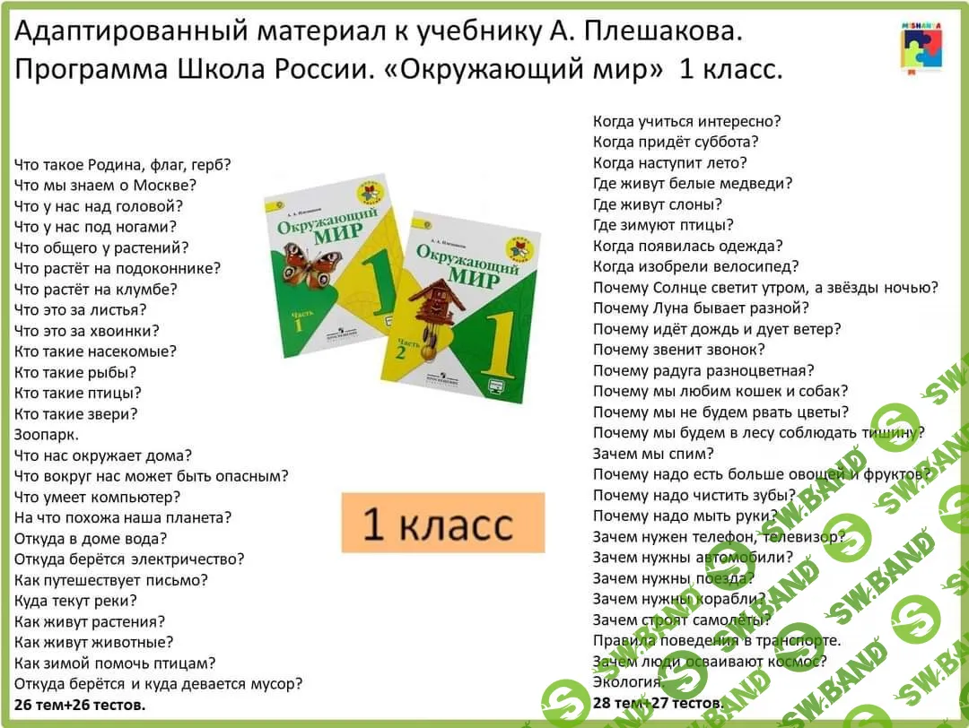 Адаптированный материал к учебнику Окружающий мир Плешаков. 1 класс. [Виктория Пенькова]