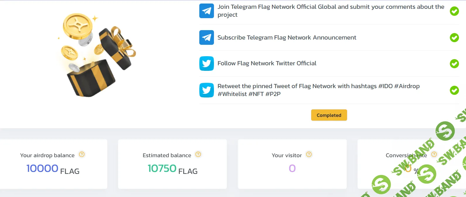 Аэрдроп Flag Network. 1200$  (можно без рефов)