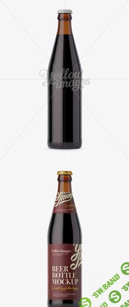 Amber Glass Bottle with Dark Beer Mockup