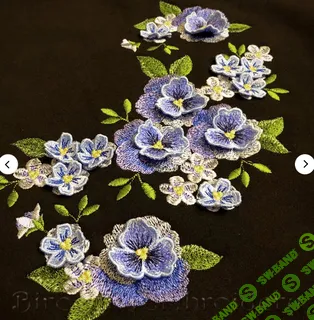 [Birochka Embroidery] Набор дизайнов машинной вышивки Анютины глазки и незабудки с элементами 3Д (2023)
