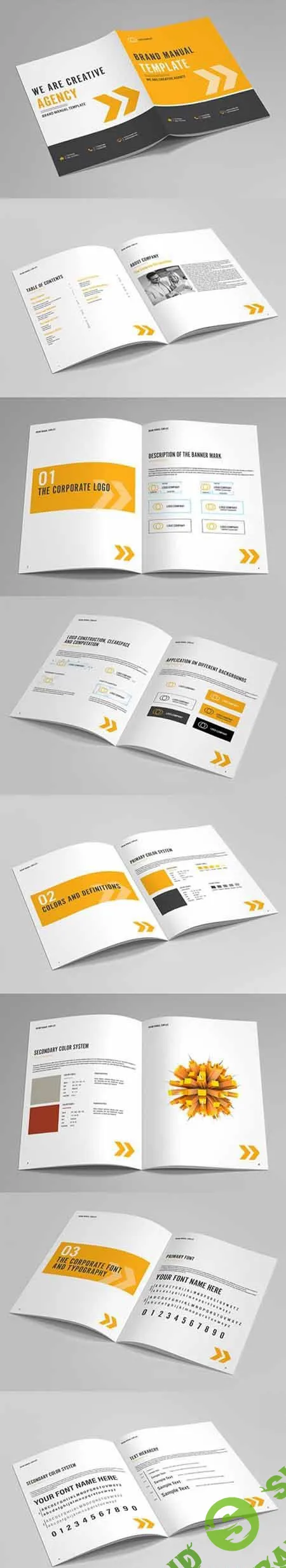 Brand Manual Layout with Orange Accents 1