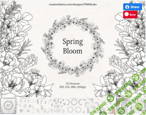 [Creativefabrica] Floral LineArt Flower SVG Frame Monogram (2021)