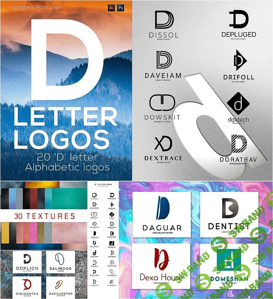 [creativemarket] 20 "D" Letter Alphabetic Logos