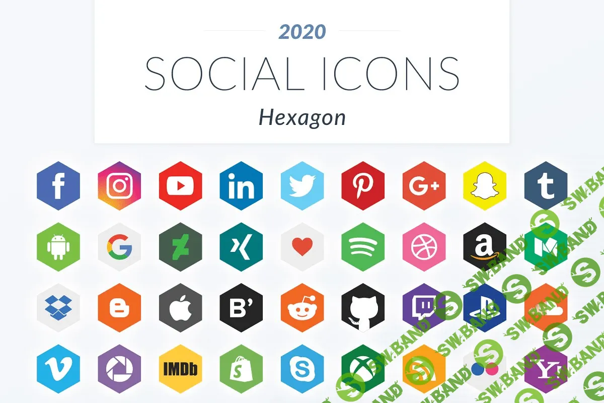 [Creativemarket] 2020 Hexagon Social Icons