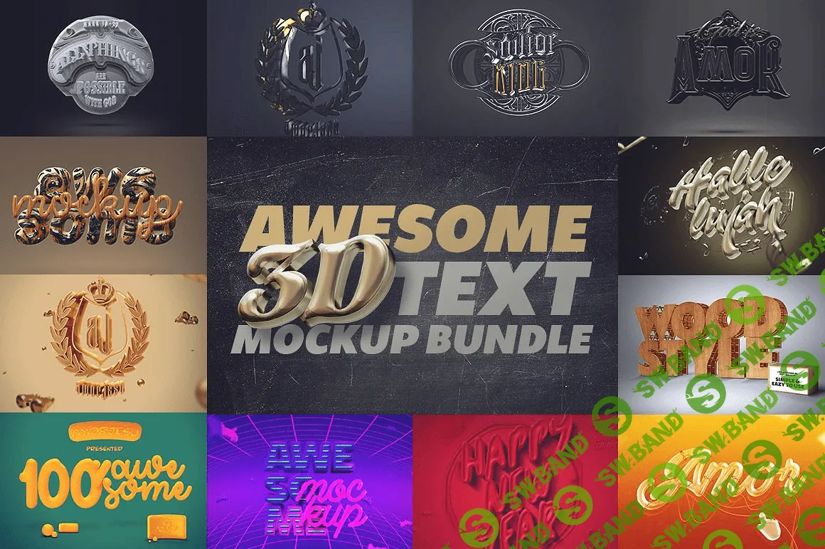 [creativemarket] Awesome 3D Text Mockup Bundle