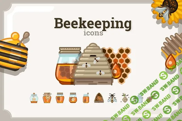 [creativemarket] Beekeeping icons set (3 variants)