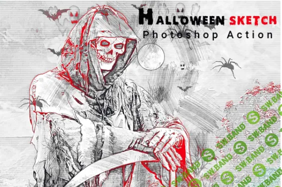 [creativemarket] Halloween Sketch Photoshop Action (2021)