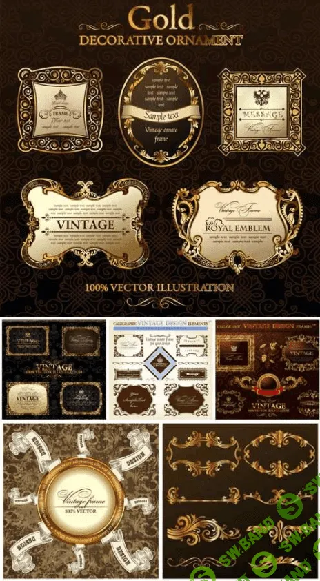 [Creativemarket] Luxury retro labels with golden design in vector (2021)