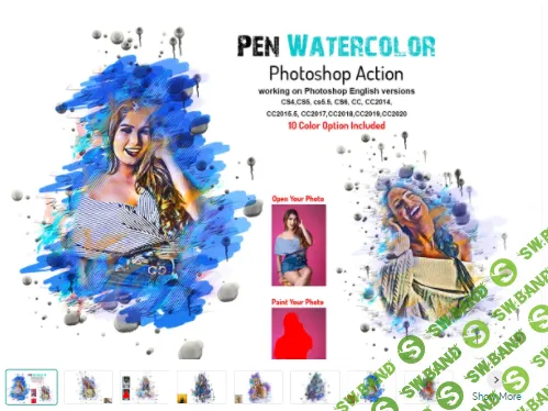 [Creativemarket] Pen Watercolor Photoshop Action (2021)