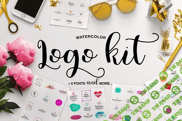 [creativemarket] Watercolor Logo Kit + 8 Fonts!