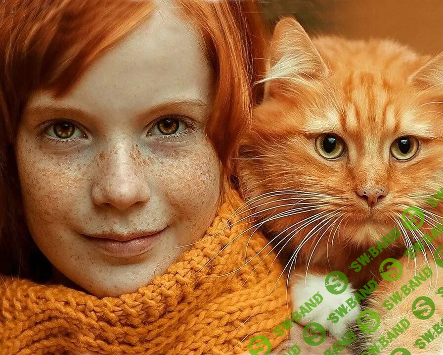 Девочка и кошка. Фотореализм [Александр Шатале]