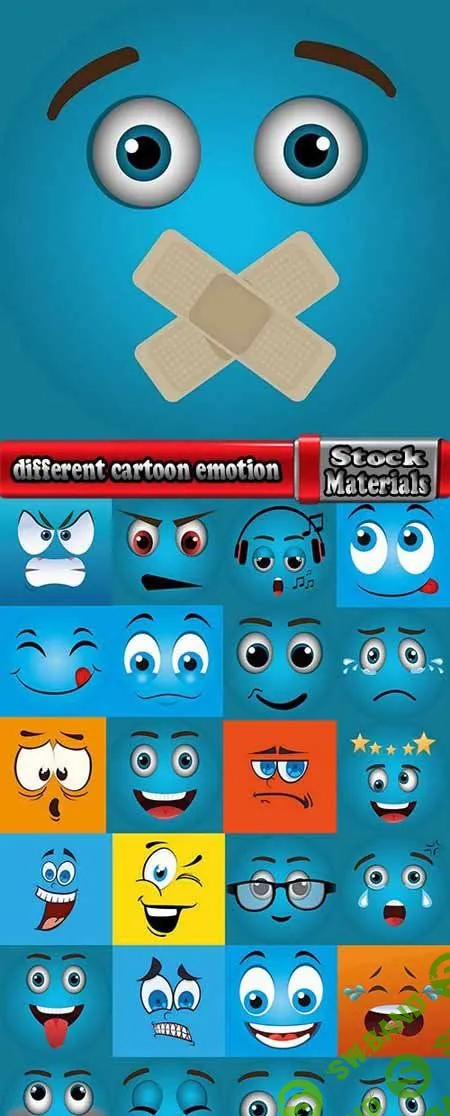 different cartoon emotion facial expression monsters character 25 EPS