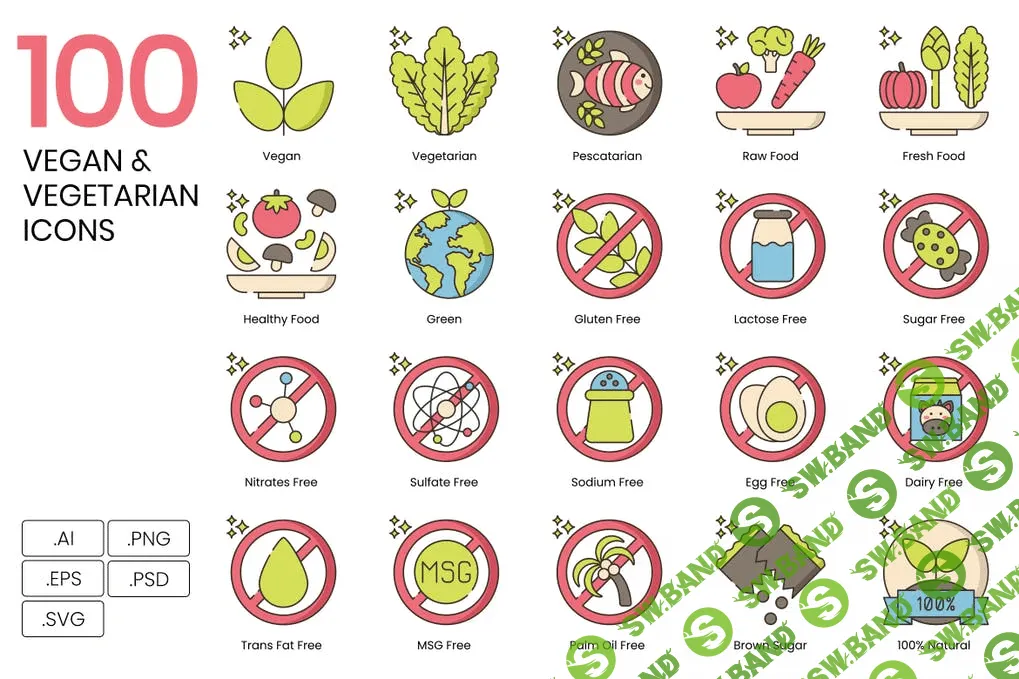 [Elements.Envato] 100 Vegan & Vegetarian Icons (2021)