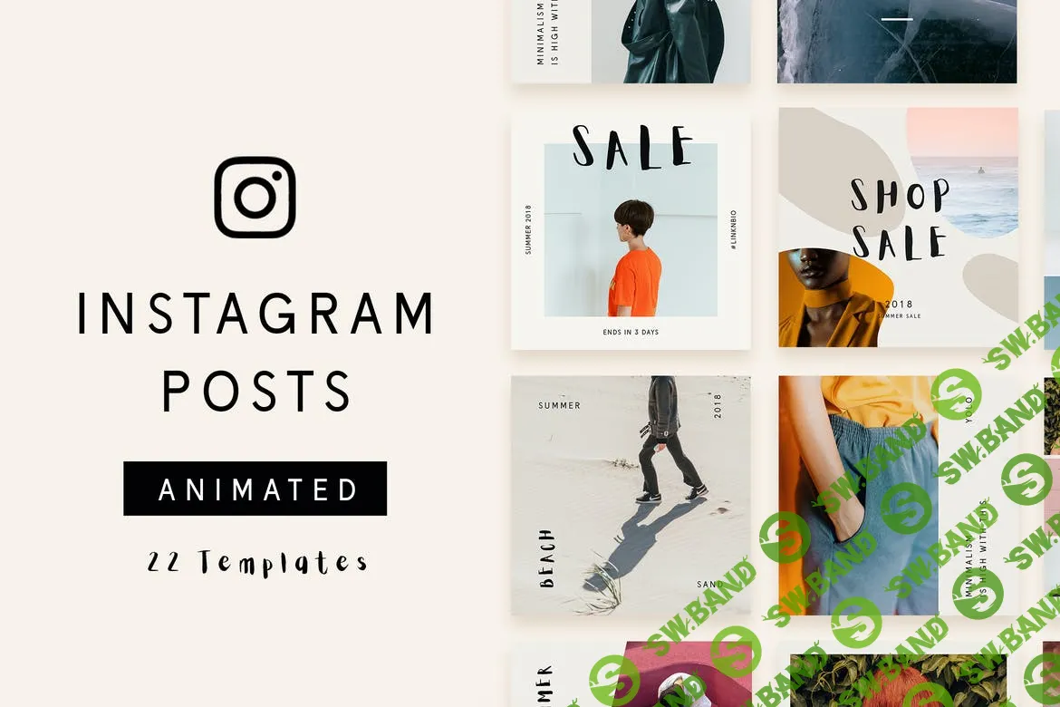 [Evanto Elements] 22 Анимированные Instagram Post Шаблоны - Минималистский (2020)