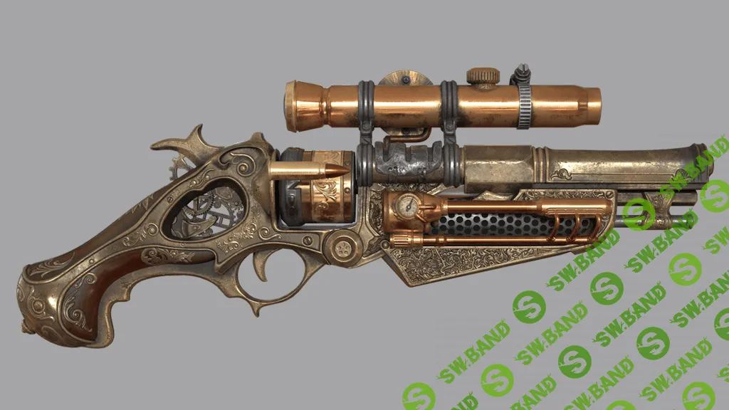 [FlippedNormals] Steampunk Gun Game Asset in Blender Tutorial