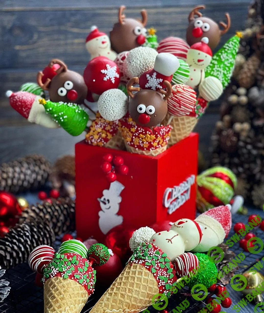[Gift Cookies] Видеоуроки по пирожному картошка: фигурки, мандарины, шишки, снежок (2021)