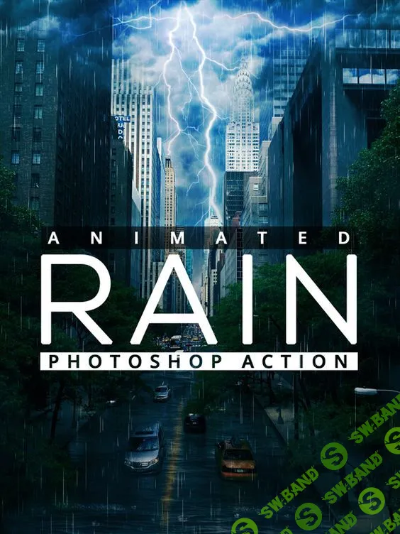 [Graphicriver] Анимированный экшен Дождь и Молния. Animated Raining Photoshop Action (2017)
