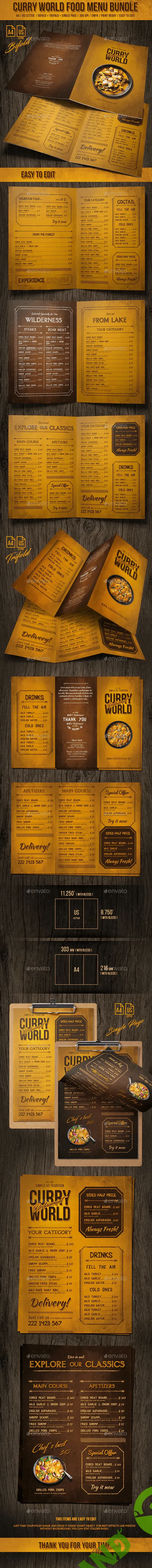 [Graphicriver] Curry World Retro Food Menu Bundle