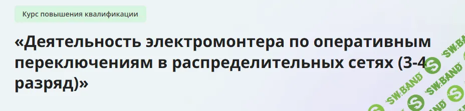 [Инфоурок] Деятельность электромонтера по оперативным переключениям в распределительных сетях (3-4 разряд) (2023)