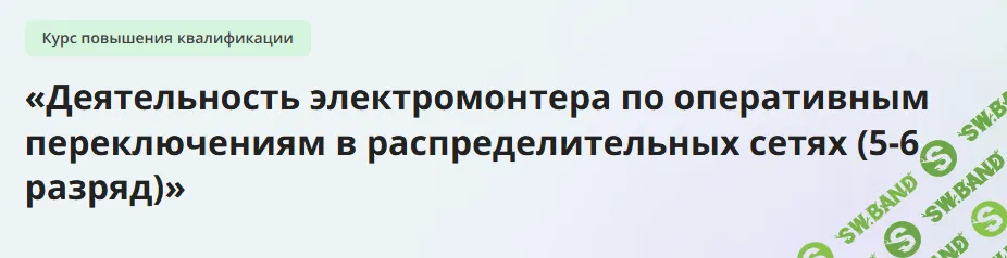 [Инфоурок] Деятельность электромонтера по оперативным переключениям в распределительных сетях (5-6 разряд) (2024)