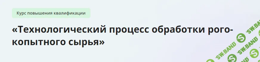 [Инфоурок] Технологический процесс обработки рого-копытного сырья (2023)