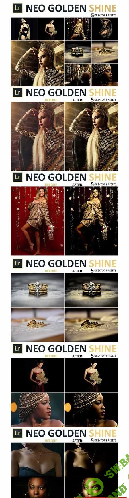 Neo Golden Shine Desktop Lightroom Presets Designbundles