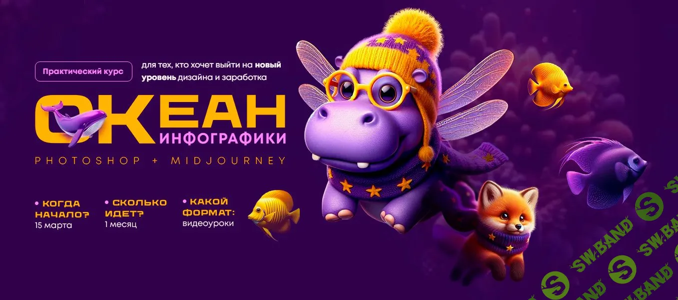 Скачать Курс «Океан инфографики. Photoshop+Midjourney» [Helen Fiolett]