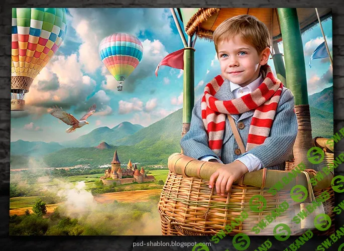 [PSD] Фотошаблоны "На воздушном шаре" [psd-shablon.blogspot]