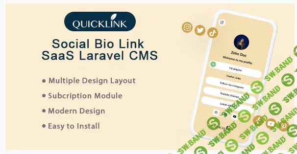 QuickBioLink - Социальная био-ссылка SaaS на Laravel CMS [codecanyon] [bylancer]