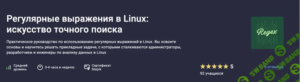 Регулярные выражения в Linux: искусство точного поиска [Stepik] [Глеб Швецов] [Виталий Семенов]
