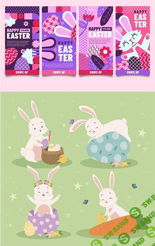 [Shutterstock] Hand-drawn cute easter illustrations and banner vol 2 (2021)