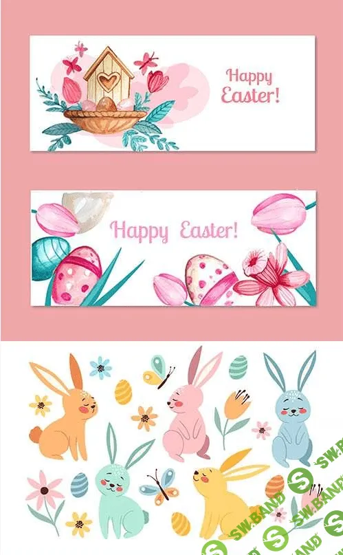 [Shutterstock] Hand-drawn cute easter illustrations and banner vol 3 (2021)