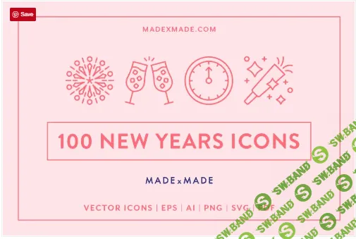 [Сreativemarket] Line Icons – New Years Eve (2019)