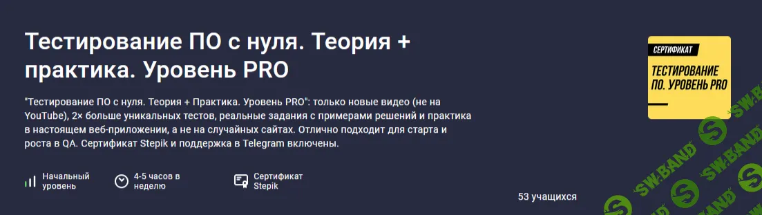 Тестирование ПО с нуля. Теория + практика. Уровень PRO [stepik] [Артём Русов]