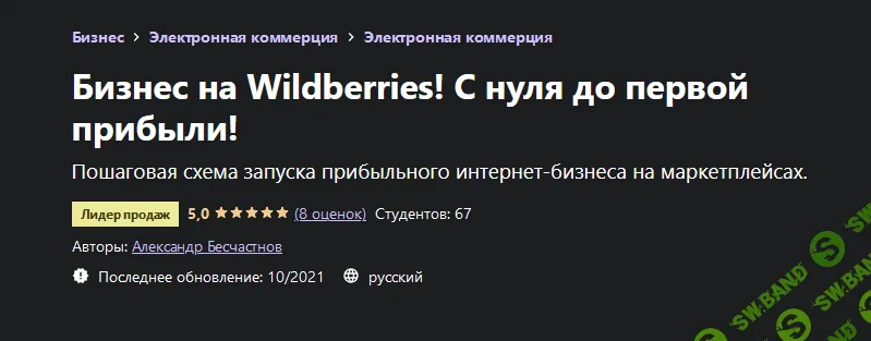 [Udemy] [Александр Бесчастнов] Бизнес на Wildberries! С нуля до первой прибыли! (2021)