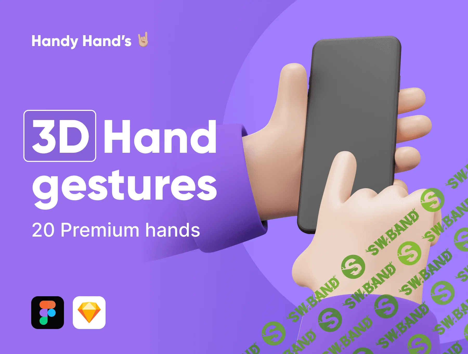 [UI8] Handy hands! Easily customizable 3D hands for your Websites, Applications, Presentations (2021)