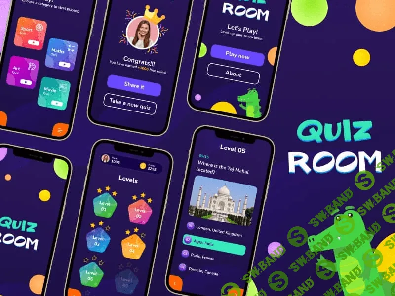 [Uplabs] QuizRoom - Quiz Game App UI Kit (2021)