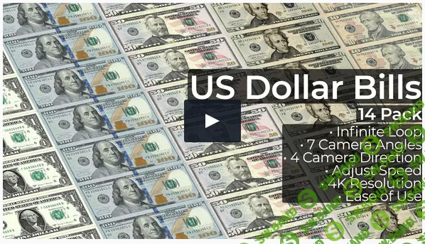 [VideoHive] US Dollar Bills - 14 Pack - Шаблон для создания анимированных фонов с долларами (2021)