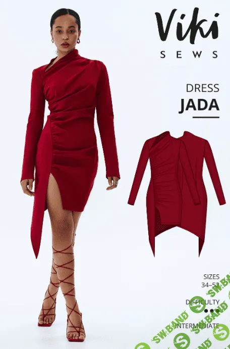 [Vikisews] Exclusive Jada dress sewing pattern. Размеры 34-52. Рост 162-168 (2023)