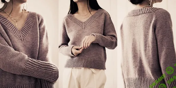 [Вязание] Комфортный пуловер реглан Basic-V [Вяжи.ру] [Cristina Ghirlanda]