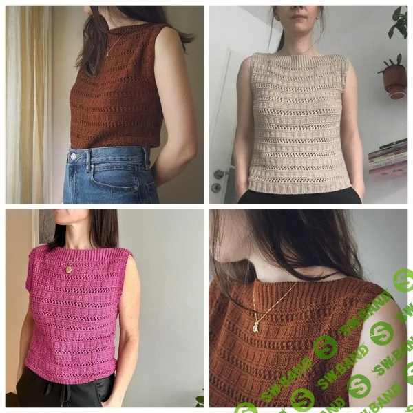 [Вязание] Летний топ рельефным узором спицами Margaux [Вяжи.ру] [Gregoria Fibers]