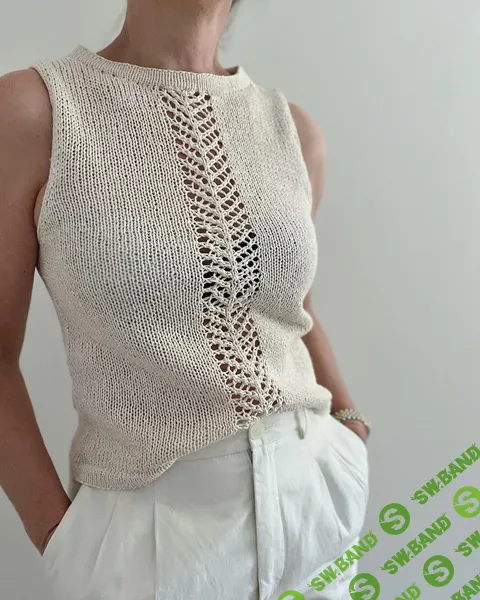 [Вязание] Летний топ с ажурной полосой спицами сверху Yoreum [Вяжи.ру] [Aegyoknit]