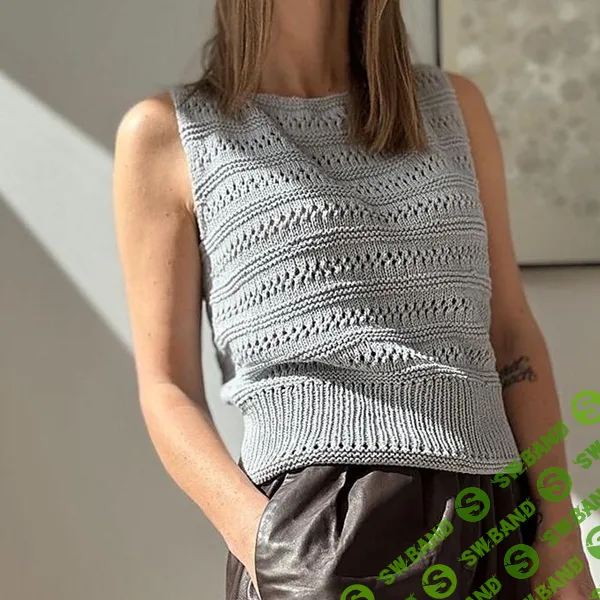 [Вязание] Простая летняя майка спицами с горловиной-лодочкой Lacey Loop Top [Вяжи.ру] [Otherloops]