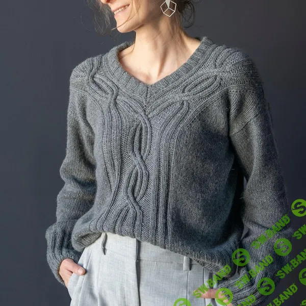 [Вязание] Пуловер с косой вдоль V-горловины Sylvan Sweater [Вяжи.ру] [Aneta Bleyer]