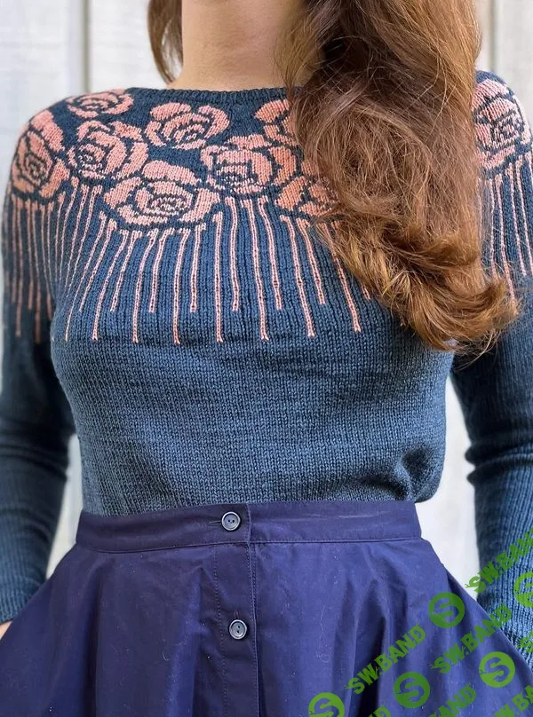 [Вязание] Пуловер с жаккардовой кокеткой Crown of Roses [Вяжи.ру] [Kathleen Simpson]