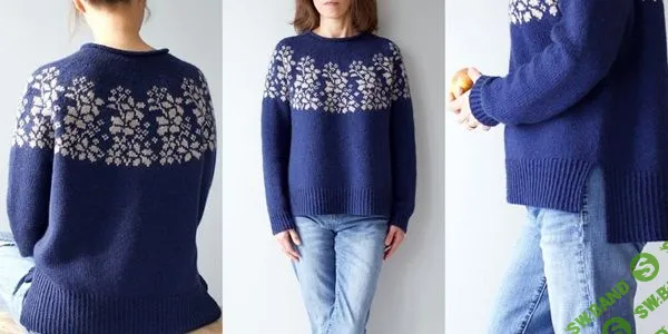 [Вязание] Жаккардовый пуловер с цветами Lauren [Вяжи.ру] [Vicky Chan]