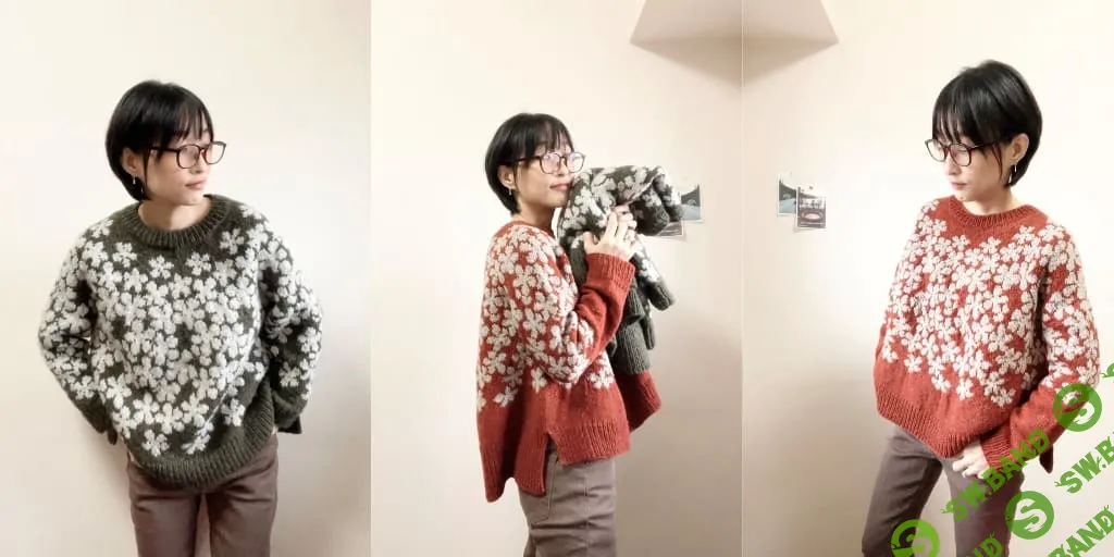 [Вяжи.ру] Жаккардовый пуловер с цветами Alyssum (2023)